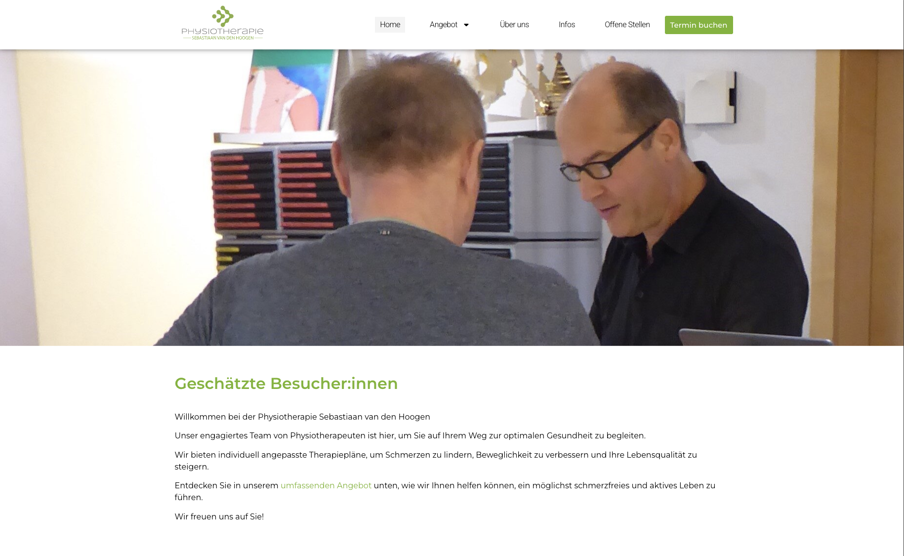 Physiotherapie SVDH – Website Screenshot