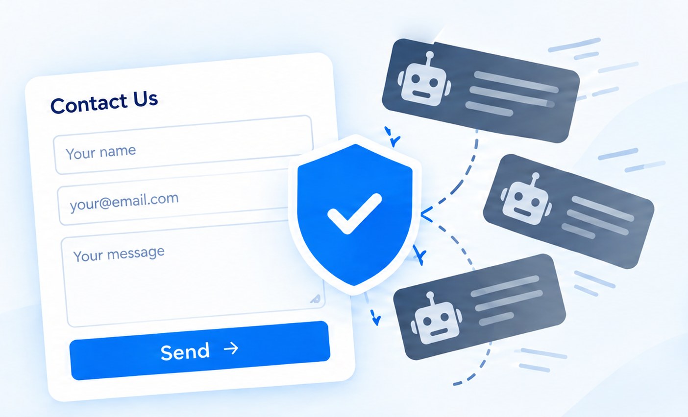 Kontaktformular mit Schutzschild, Spam-Bots werden abgewiesen