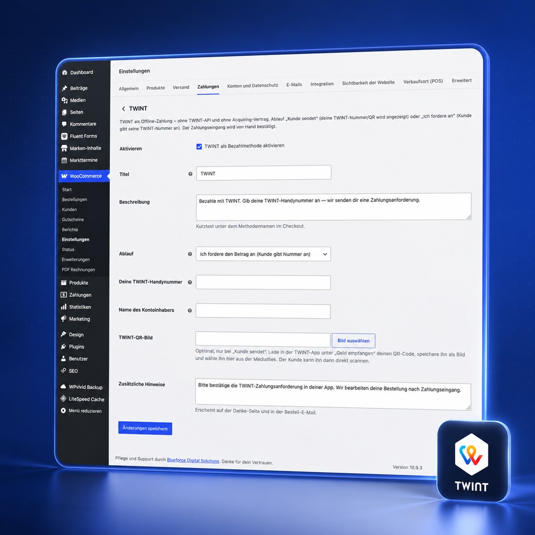 TWINT-Bezahlmethode in den WooCommerce-Einstellungen – in Minuten konfiguriert